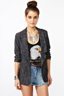 Nasty Gal Ruched Chambray Blazer - Lyst