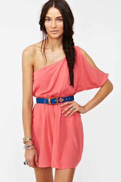 Nasty Gal Slashed Side Dress Coral in Pink (coral) - Lyst