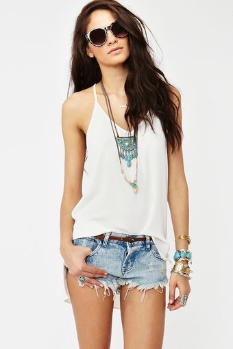 Nasty Gal Ashland Racerback Tank Ivory - Lyst