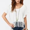 Nasty Gal Fringe Crop Tee Ivory in White (ivory) - Lyst