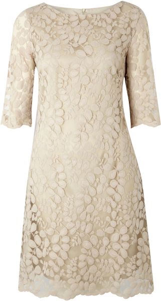 Pied A Terre Lace Shift Dress in Beige (nude) - Lyst