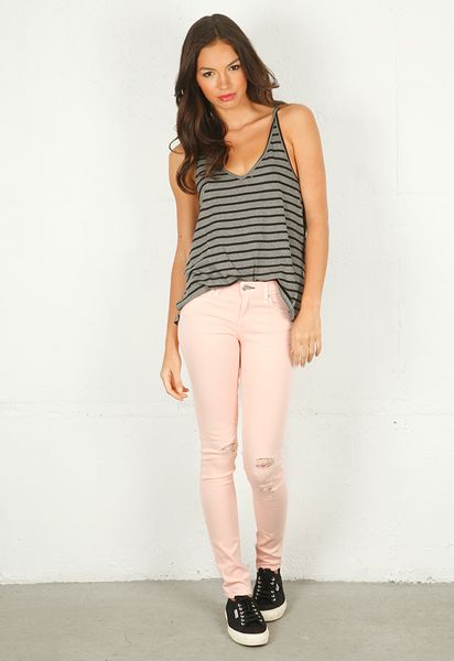Rag & Bone Rag Bonejean Skinny Jean with Holes in Pink (bone) - Lyst
