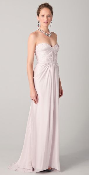 Reem Acra Goddess Gown in Pink (lavender) - Lyst