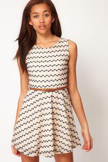 River Island River Island Zig Zag Textured Skater Dress - Lyst