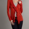 T Tahari Ruffle Front Knit Cardigan in Red - Lyst
