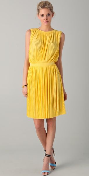 Tibi Sleeveless Dress in Yellow (lemonade) - Lyst