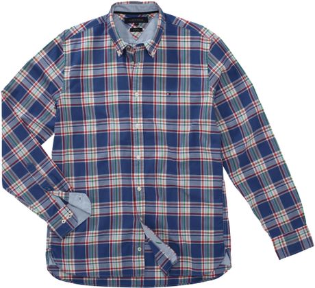 Tommy Hilfiger Andy Custom Fit Check Shirt in Blue for Men - Lyst
