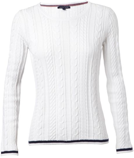 Tommy Hilfiger Wally Cable Jumper in White - Lyst