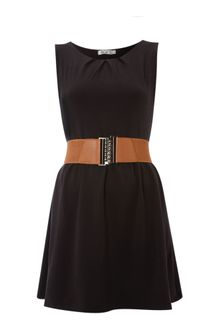 Wal-g Belted Pleat Neck Dress - Lyst
