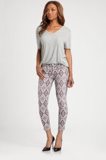7 For All Mankind Diamond Print Skinny Crop Jeans - Lyst
