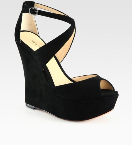 Alexandre Birman Suede Wedge Platform Sandals in Black - Lyst
