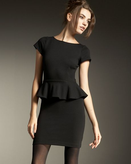 Alice + Olivia Victoria Knit Peplum Dress in Black - Lyst