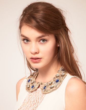 Asos  Embellished Stone Floral Collar - Lyst