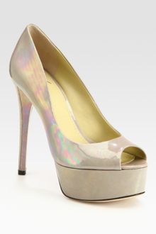 B Brian Atwood Patent Leather Peep Toe Platform Pumps - Lyst