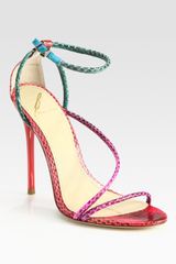 B Brian Atwood Snakeskin Colorblock Sandals