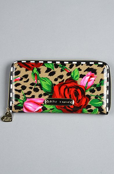 Betsey Johnson The Wild Roses Zip Around Wallet In Multicolor Leopard Lyst 1279