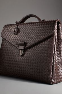 Bottega Veneta Two-Gusset Woven Briefcase - Lyst