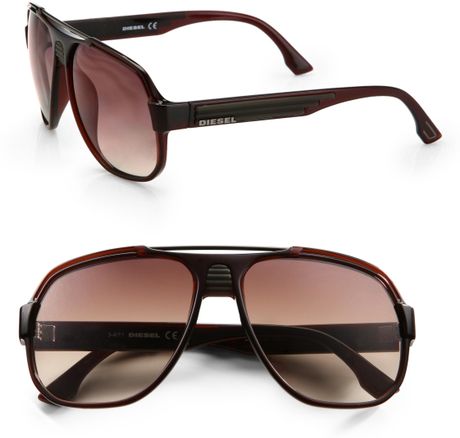 Diesel Plastic Aviator Sunglasses in Brown for Men - Lyst