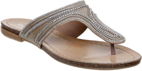 dune silver flat sandals
