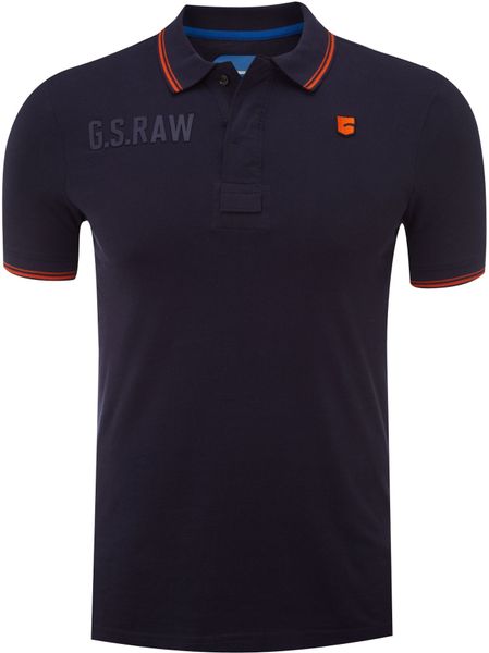 G-star Raw Logo Polo in Blue for Men (dark blue) - Lyst