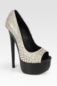 Giuseppe Zanotti Pythonprint Leather Peep Toe Platform Pumps - Lyst