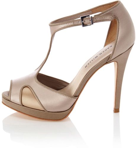 Karen Millen Fashion Satin Platform Sandal in Beige (cream) | Lyst