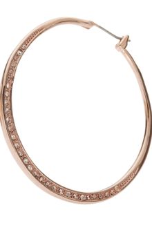 Michael Kors Shiny Pave Medium Hoop Earrings Rose Golden - Lyst