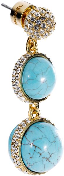 Michael Kors Turquoise Double Drop Earring with Pave Detail in Blue (turquoise) - Lyst