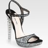 Miu Miu Glitter and Suede Jeweled Heel Sandals in Silver (anthracite) - Lyst