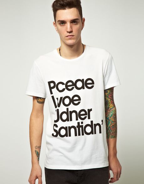 Cheap Monday Cheap Monday Bruce Peace Love Tshirt in White for Men - Lyst