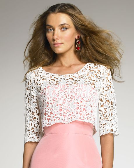 Oscar De La Renta Guipure Lace Pullover in White (ivory) - Lyst
