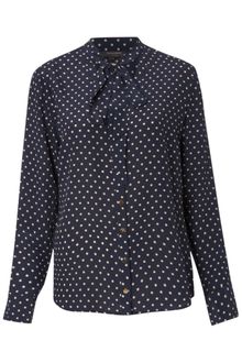 Pied A Terre Silk Polka Dot Tie Neck Blouse - Lyst