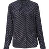 Pied A Terre Silk Polka Dot Tie Neck Blouse in Black (navy) - Lyst