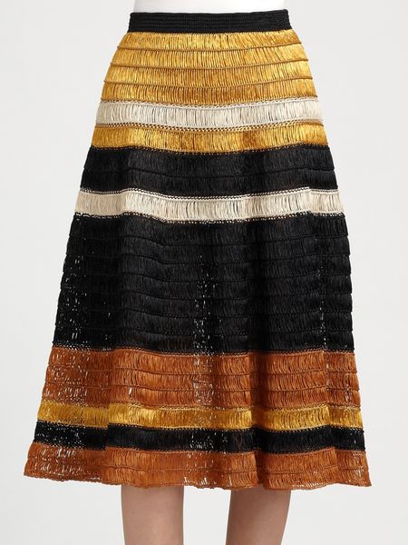 Proenza Schouler Raffia Knit Skirt in Yellow (marigold) - Lyst