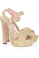 RED Valentino Printed Canvas Platform Sandals