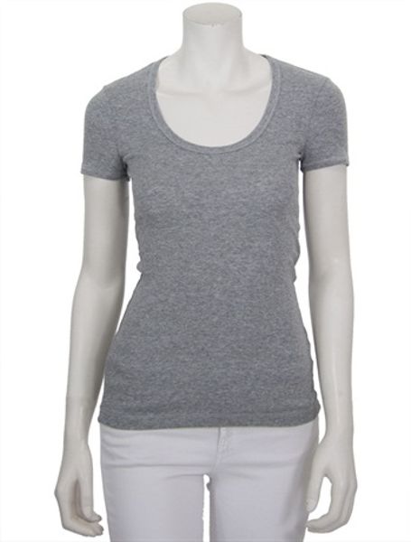 Splendid 1 X1 Scoop Neck Tee in Gray (grey) - Lyst