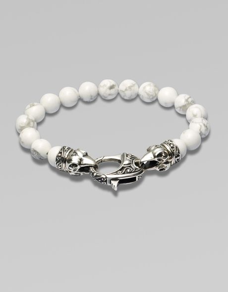 Stephen Webster Ravens Head Beaded Bracelet in White for Men - Lyst