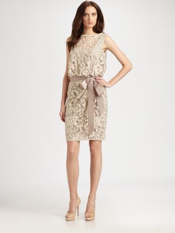Tadashi Shoji Blouson Lace Dress - Lyst