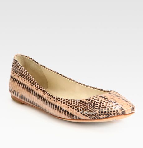 Vera Wang Lavender Pythonprint Leather Ballet Flats in Brown (latte) - Lyst