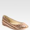 Vera Wang Lavender Pythonprint Leather Ballet Flats in Brown (latte) - Lyst