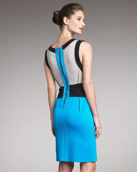Yigal Azrouel Colorblock Knit Dress in Blue (reef multi) - Lyst