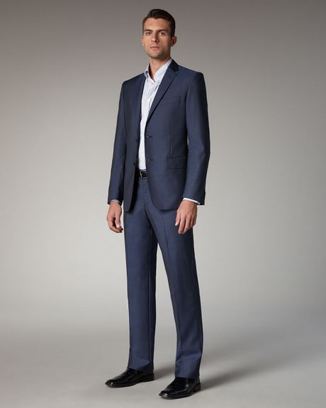 Versace Twobutton Woolsilk Suit in Blue for Men - Lyst