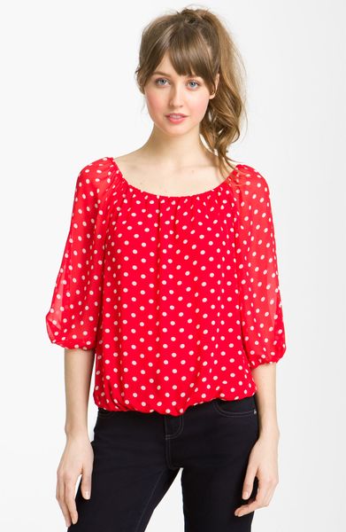 vince camuto polka dot blouse
