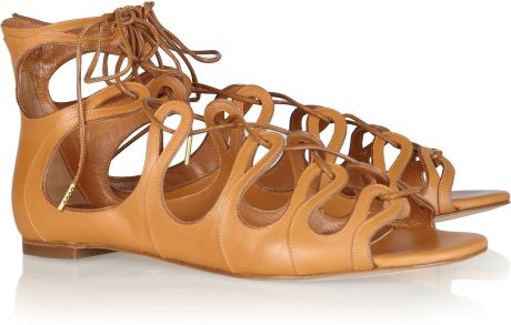 Alexander Mcqueen Leather Gladiator Sandals in Brown (camel) - Lyst