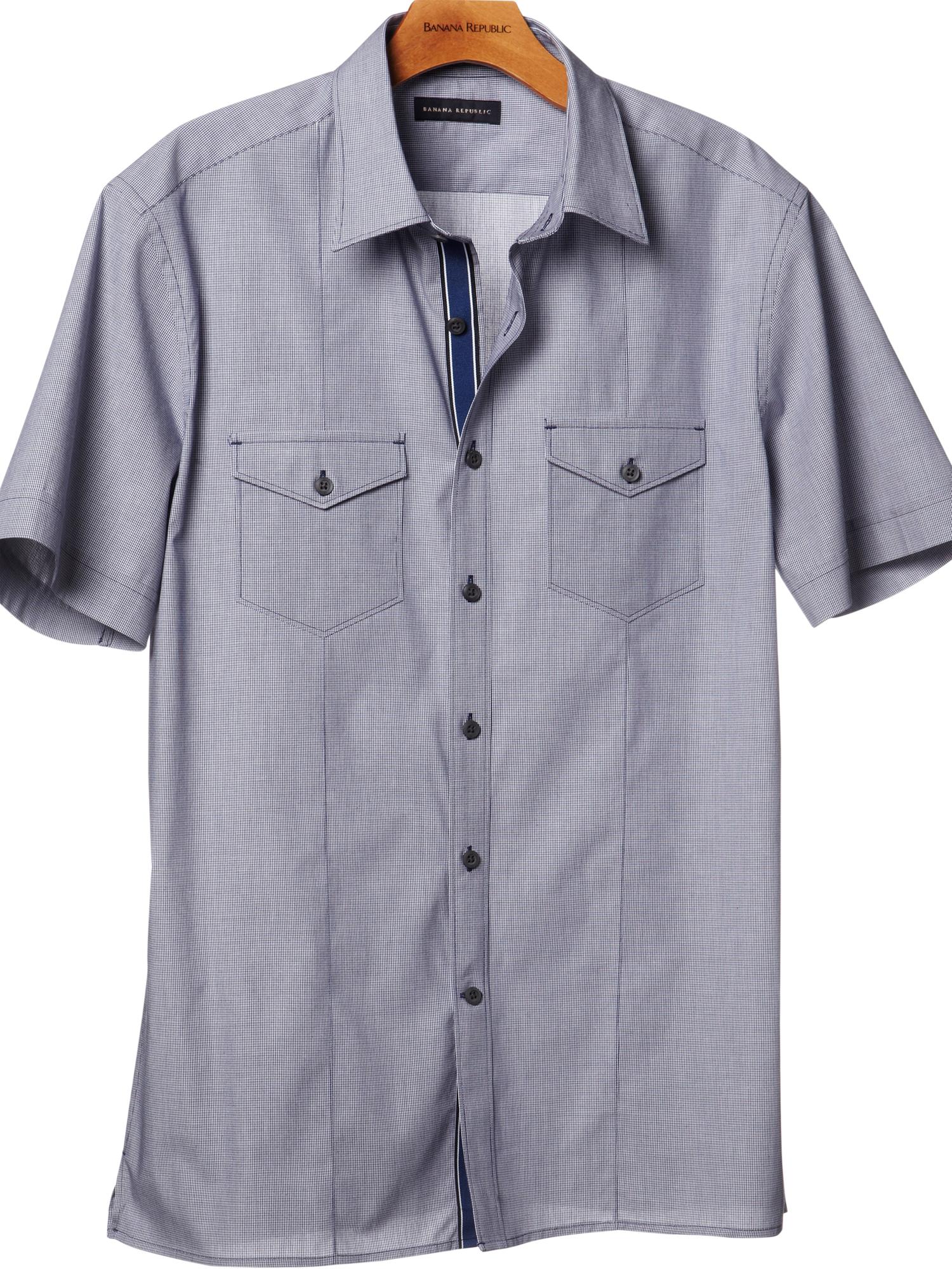 Banana Republic Shortsleeve Solid Utility Shirt in Blue for Men (royal purple) Lyst