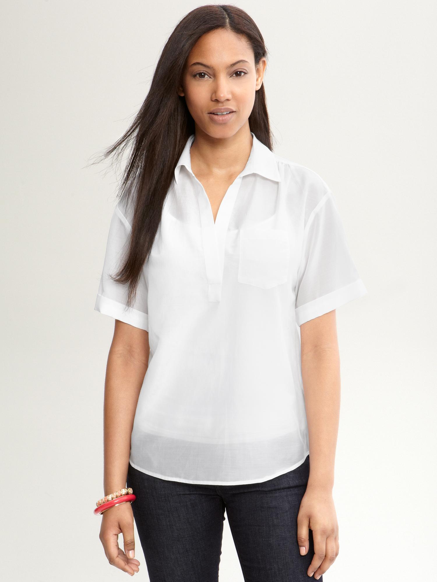 Banana Republic Voile Popover Shirt in White Lyst