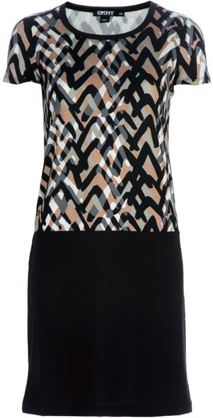 Dkny Short Sleeve Dress in Black - Lyst