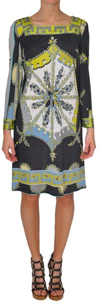 Emilio Pucci Bouquet Printed Dress in Green - Lyst
