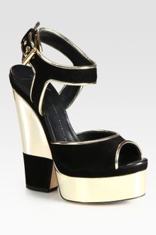 Giuseppe Zanotti Metallic Leather and Suede Platform Sandals - Lyst