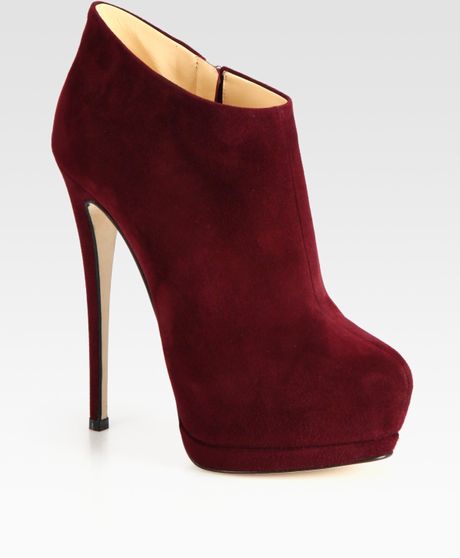 Giuseppe Zanotti Suede Platform Ankle Boots in Red (bordeaux) - Lyst